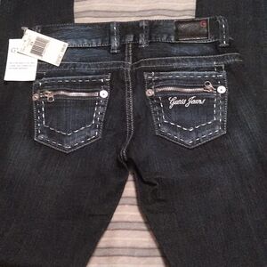 New w)tags dark blue Guess Jeans,24 Houston wash,zipper design.